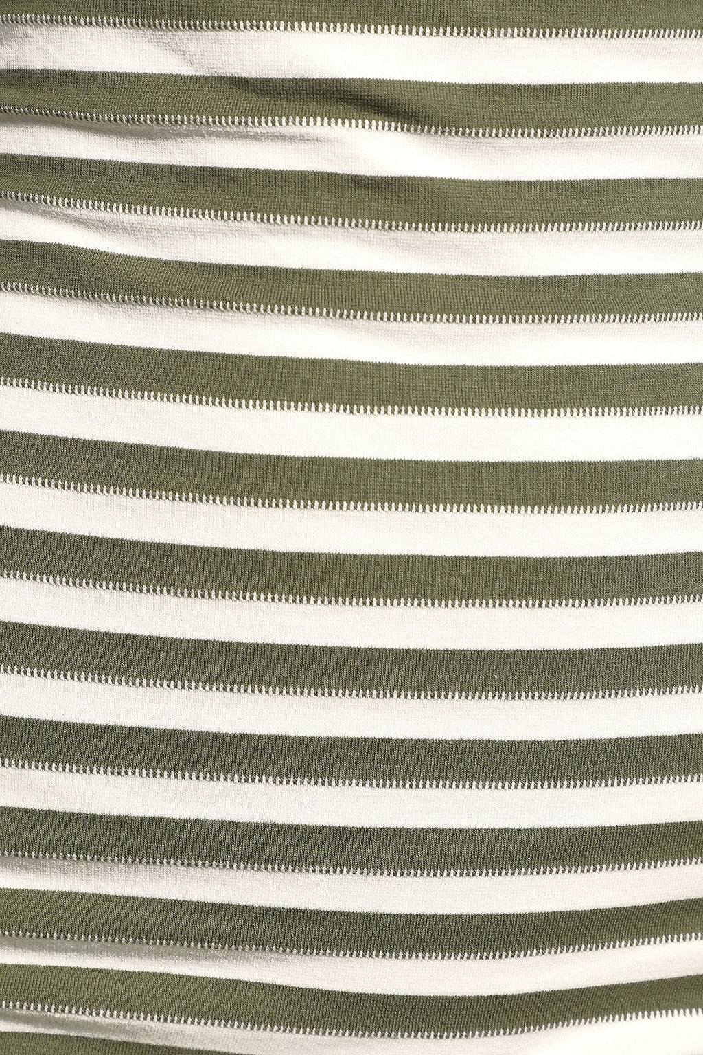 Close-up of fabric with green and white horizontal stripes